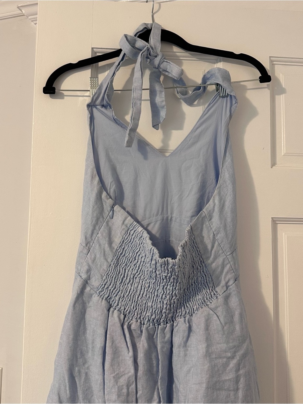 Tommy Bahama Light Blue Halter Midi Dress with White Floral Border - Picture 6 of 9